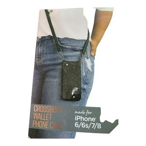 iPhone 6/6s/7/8 Fellowes Crossbody Wallet  Phone Case Black Protective . New